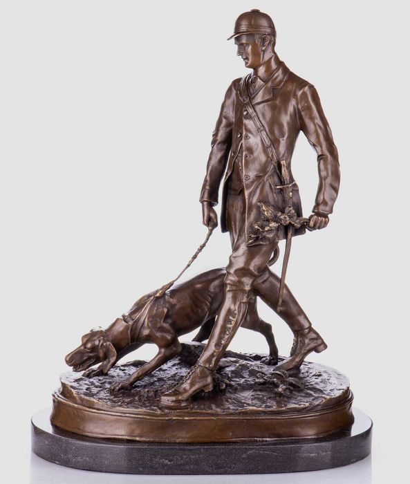 Фигурка Статуэтка Охотник Собака Бронза Охота  Pierre Jules Mene  ,