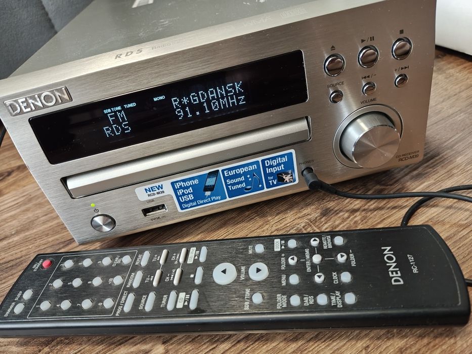 Mini wieża DENON RCD-M39 +pilot+kolumny super brzmienie