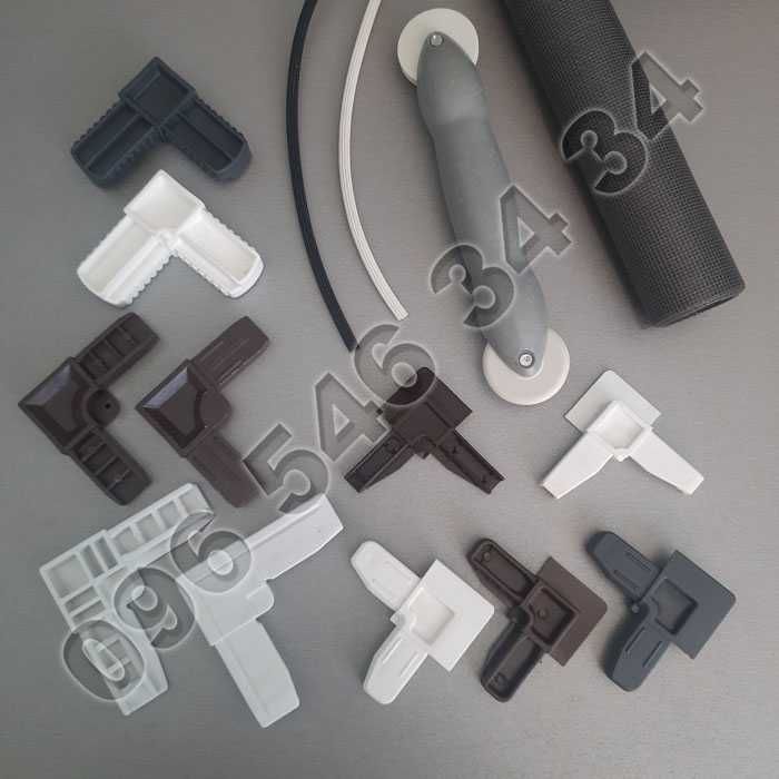 Комплектуючі для москітних сіток: ручки, кутики, полотно на відріз