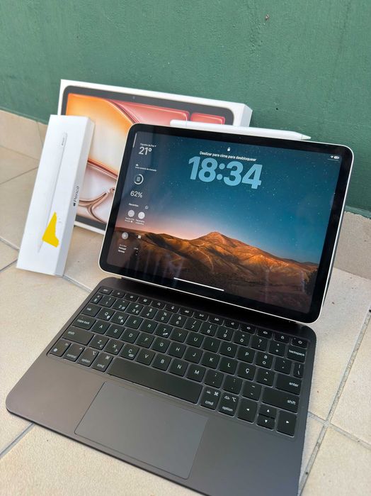 Vendo Pack "iPad Air 11" (M2 / 256GB / 8GB RAM) + Apple Pencil (Caixa) + Capa Teclado iService