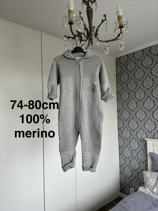 Wełniany kombinezon Merino 74 80 cm Lillelam