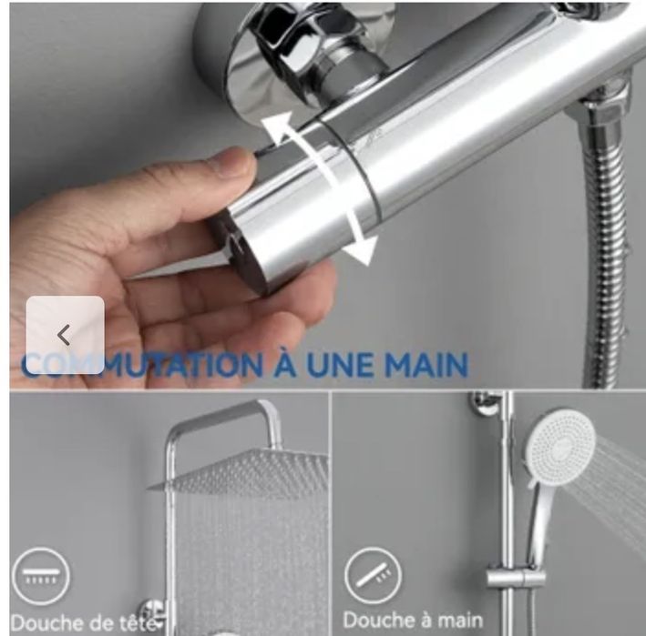 Conjunto de chuveiro SOFETIY MAX cromado com misturador termostático quadrado Válvula 30*30cm, Chuveiro Redondo com 5 Jatos