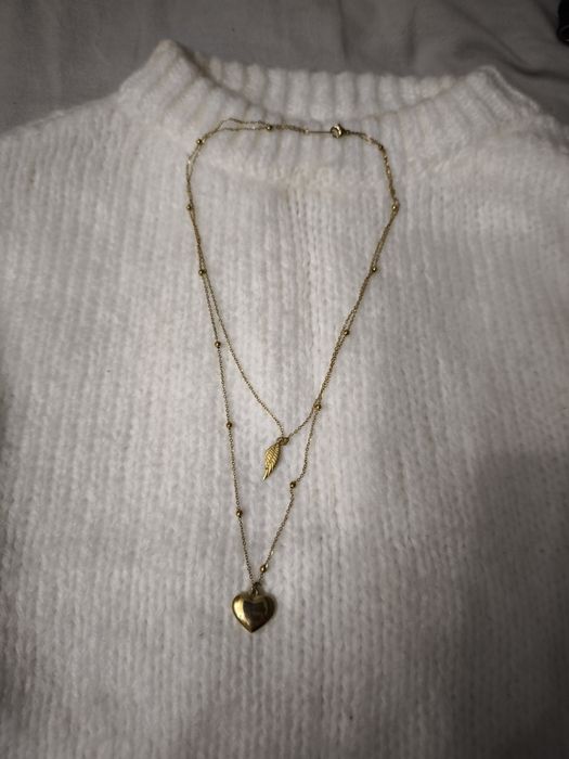 Naszyjnik podwójny krawatka celebrytka zloty