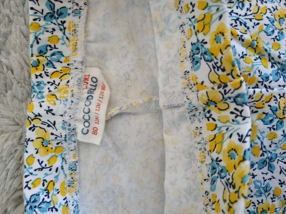 Legginsy/białe/kwiatki/ źółte/niebieskie/Coccodrillo/r.80