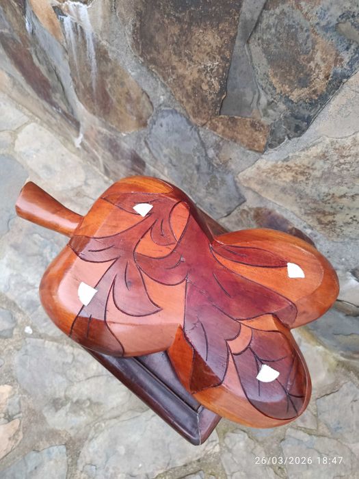 Fruteiro Centro de Mesa Madeira Maciça Exótica Pau Rosa 39 cm