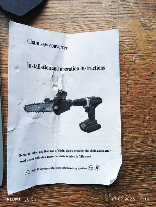 Adapter  piły łańcuchowej  do WKRĘTARKI