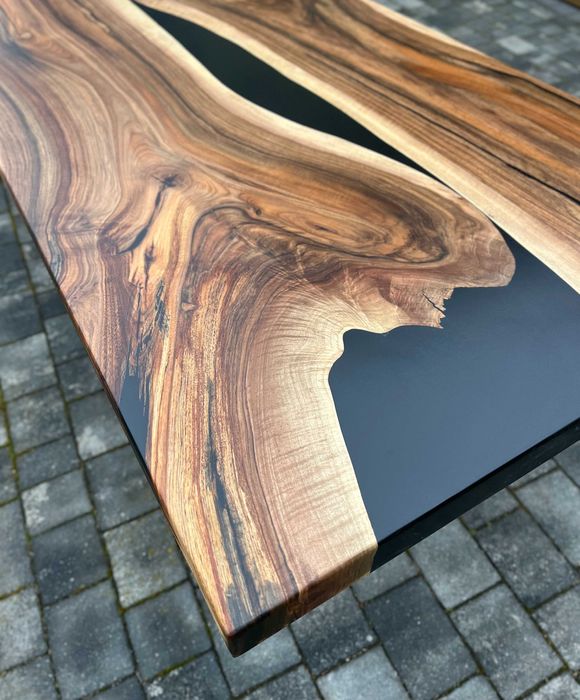 Nowoczesny stół do jadalni, salonu loftu orzech włoski żywica #137