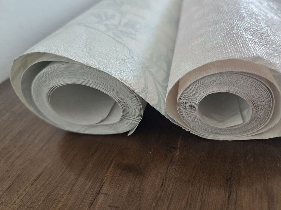 Dois rolos de papel de parede - Azul e Rosa