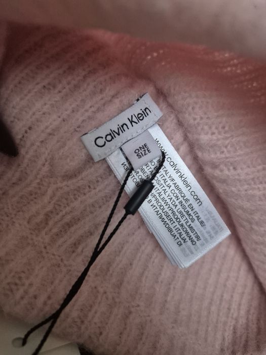 Czapka beanie Calvin Klein róż wełna i alpaka nowa