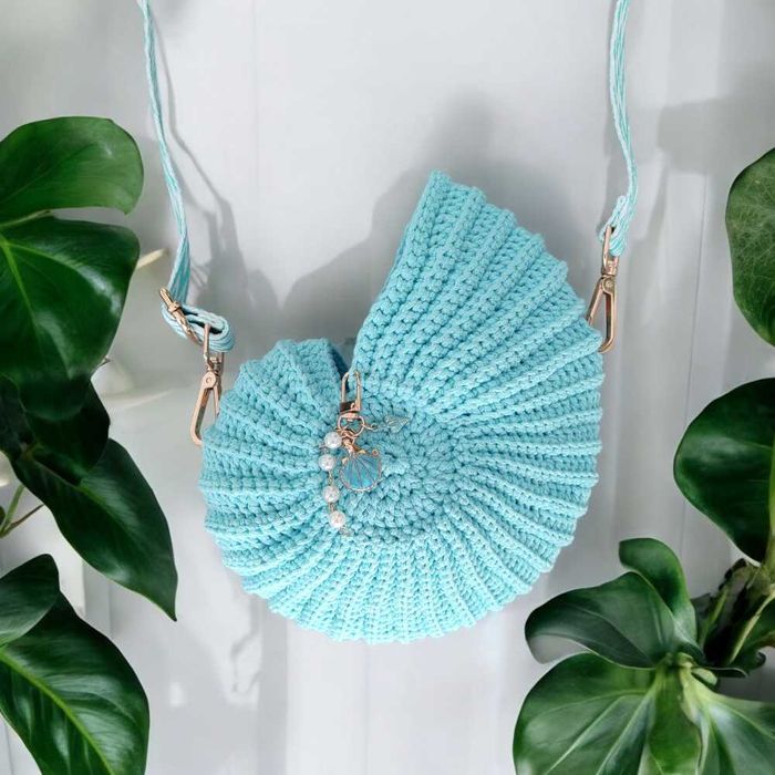 Amonit – torebka muszla bawełniana na szydełku  - rękodzieło