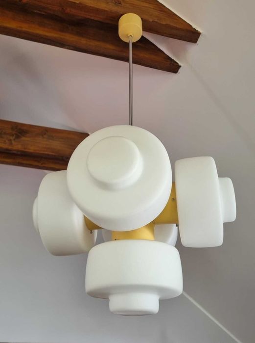 Lampa wisząca Space Age szkło opalowe J. Hůrka, Napako Czechosłowacja