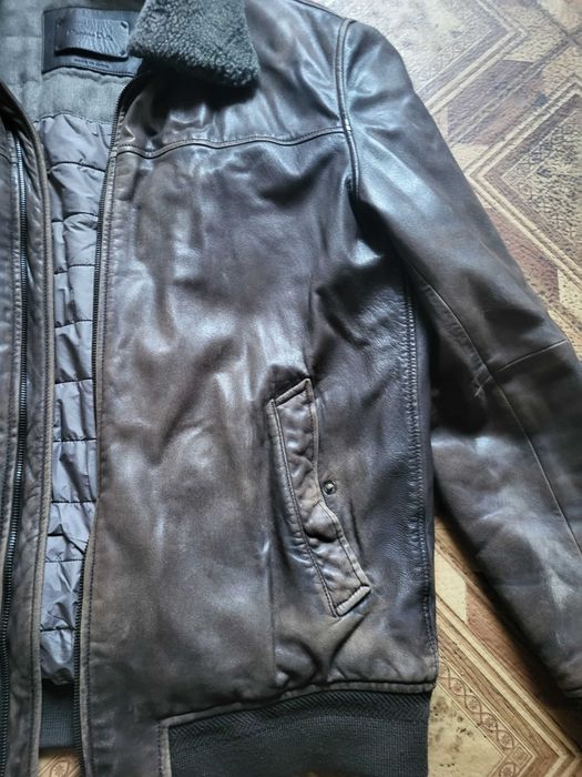 шкіряний бомбер Massimo Dutti гарний L-XL наппа овеча шкіра пілот авіатор