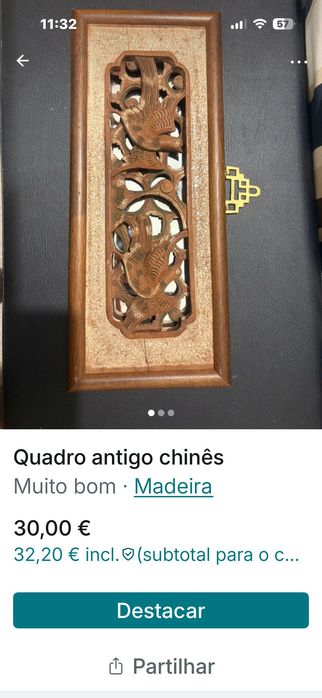 Quadro de parede antigo chinês
