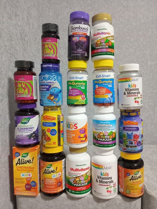 Мультивітаміни дитячі ,iherb, alive, Solaray,мелатонін, бузина