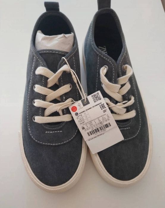 Sapatilhas tecido | cinzento efeito desgastado | Zara | Tamanho 36
