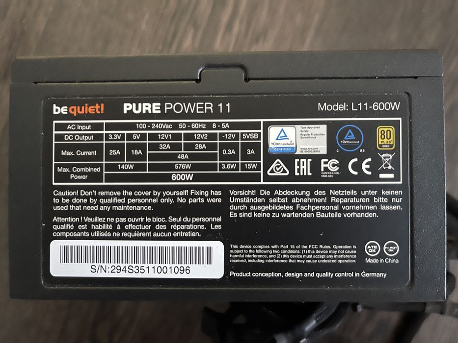 Блок живлення Be Quiet! Pure Power 11 L11 600W 80+ Gold