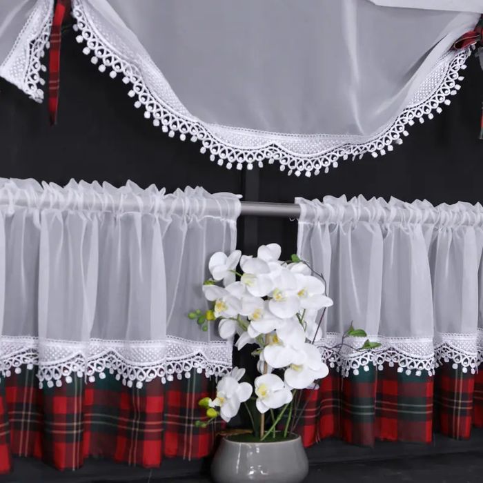 Zestaw 3 firan do kuchni z zazdroskami