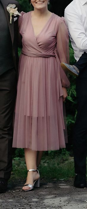 Vissavi 38 sukienka midi chrzest komunia wesele kopertowa tiul