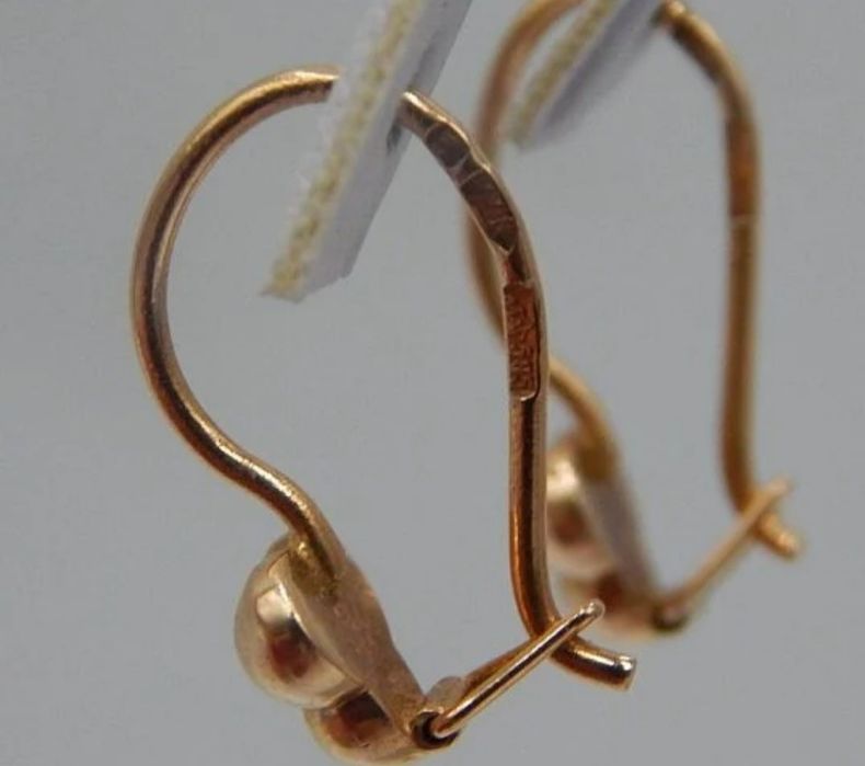 Серьги золотые красное золото 585 проба