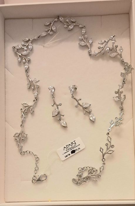 Zestaw srebrny naszyjnik + kolczyki APART Próba 925