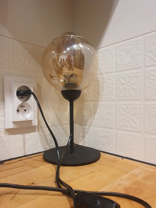 Lampka Nocna Dekoracyjna Kula Grafit Transparent złota