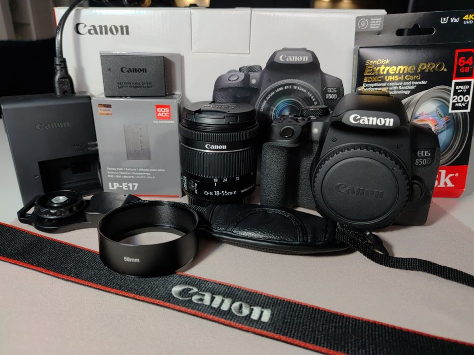 Canon EOS 850D + EF-S 18-55mm IS STM kit, bdb stan, 15–20k migawka