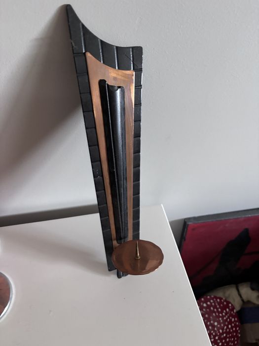 Świecznik wiszący retro prl miedź