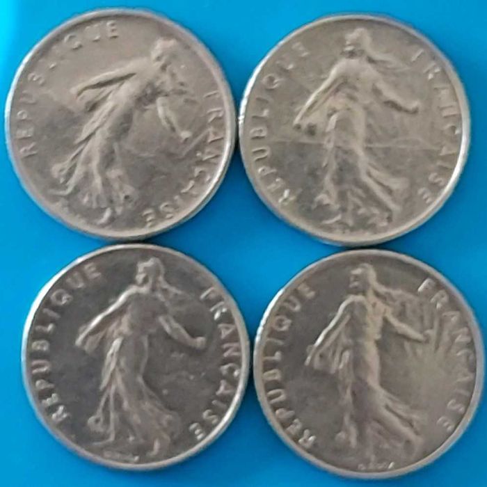 Lote 4 moedas de  1/2 Franco de 1972 / 73 / 74 / 75 de  França