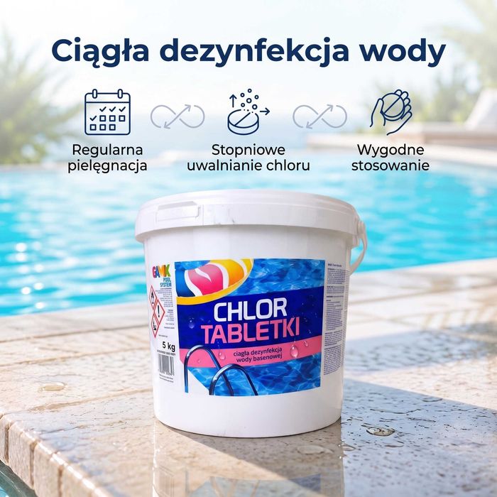 Chlor Tabletki 200 g - 5kg -25 szt. GAMIX Chemia Basenowa Chemia do Basenu