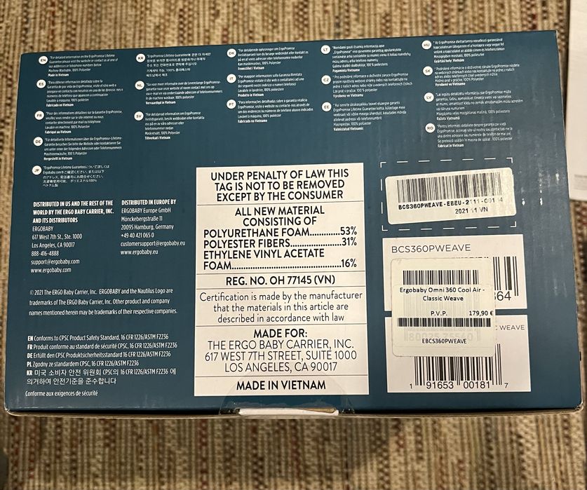 Porta-bebé Ergobaby 360 Cool Air – Novo | Gaia