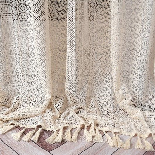 Komplet piękne 2 firany koronkowe boho