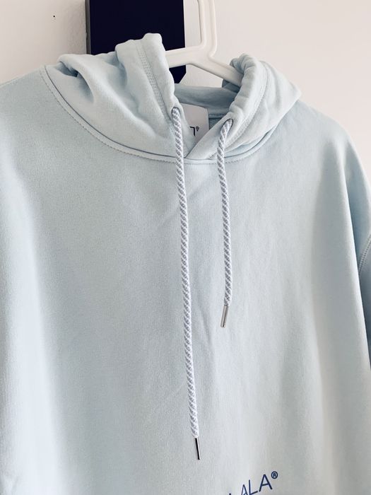 Bluza błękitna PLNY Lala nadruk oversize kaptur