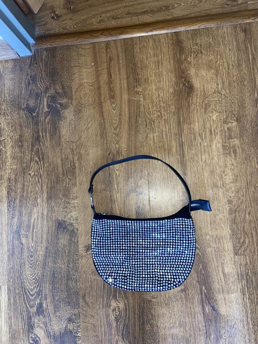 Brokatowa Torebka z diamencikami Bershka Cyrkonie Viral Impreza