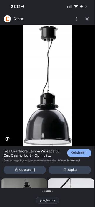 Lampa Loftowa IKEA SVARTNORA
