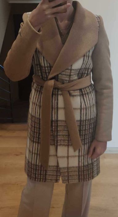 Płaszcz damski Monica alpaka 36 beż, brąz jak nowy