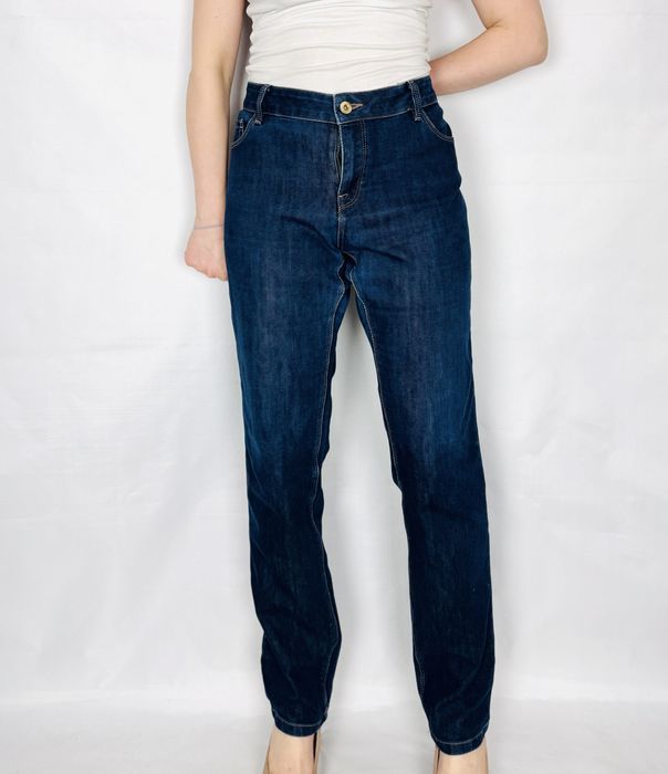 Granatowe jeansy proste wysoki stan XXL 44