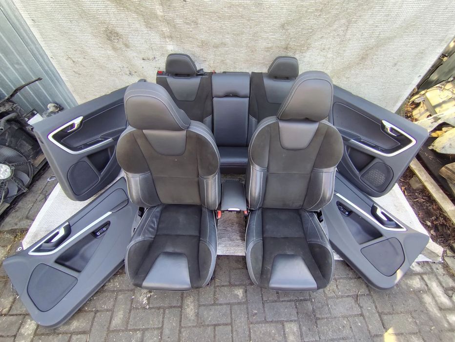 Volvo V60 Lift 13-18 Fotele Przód Tył Komplet Boczki R-Design Alcantara