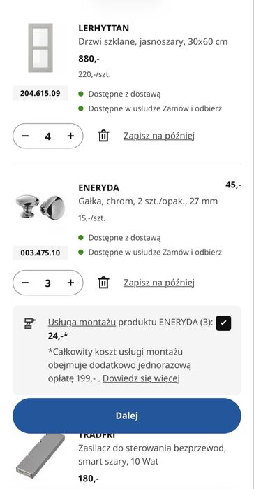 Ikea metod  witrynka górne szafki LERHYTTAN nowe 60/37/100