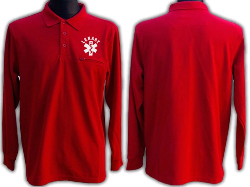 Koszulka Polo ratownicza FUNKCYJNA męska z długim rękawem czerwona (M)
