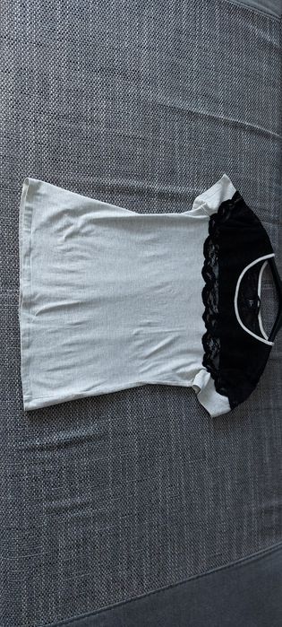 Tshirt bluzka biała z koronką H & M bawełna roz Mz koronką
