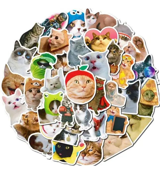 Стикеры мемы котики наклейки виниловые набор стикерпак стикербомбинг