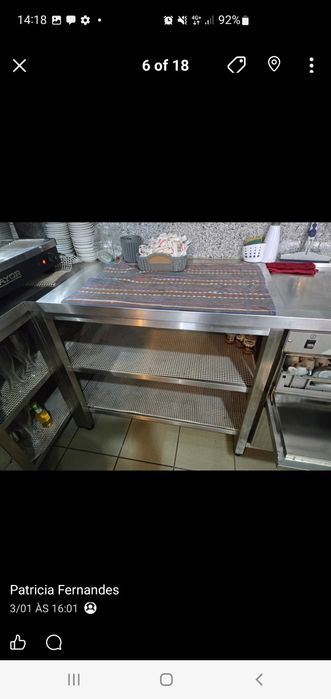 Mesas de inox e fogão