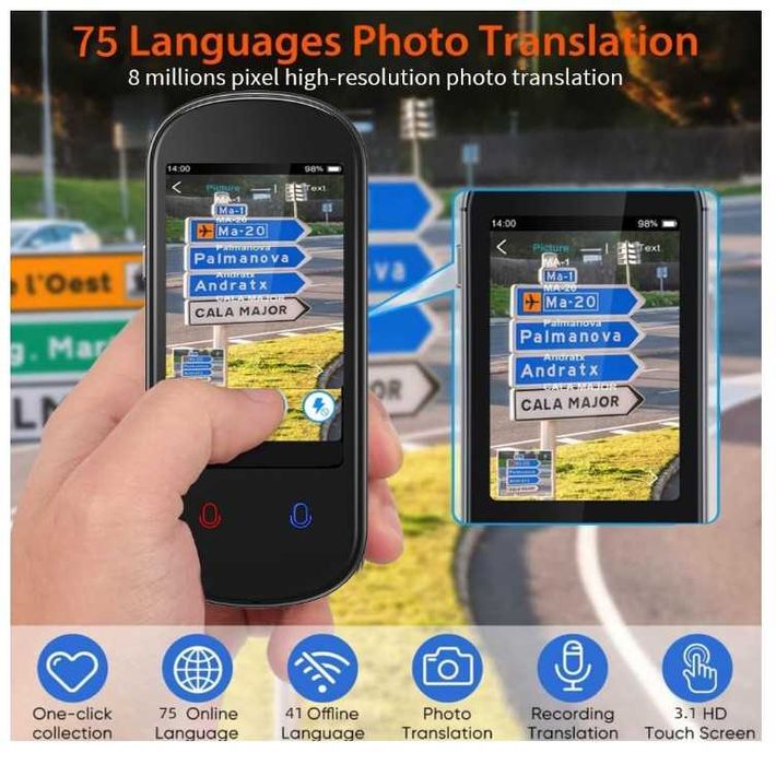 Tłumacz natychmiastowy, głosowy, dwukierunkowy 137 języków VORMOR Z2