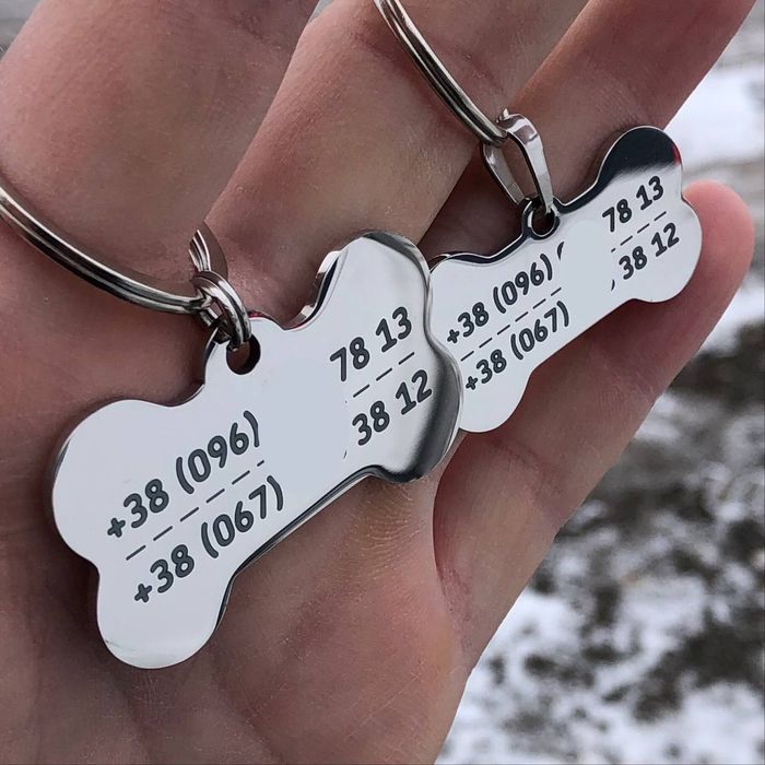 Адресник для собаки з індивідуальним гравіюванням із нержавіючої сталі