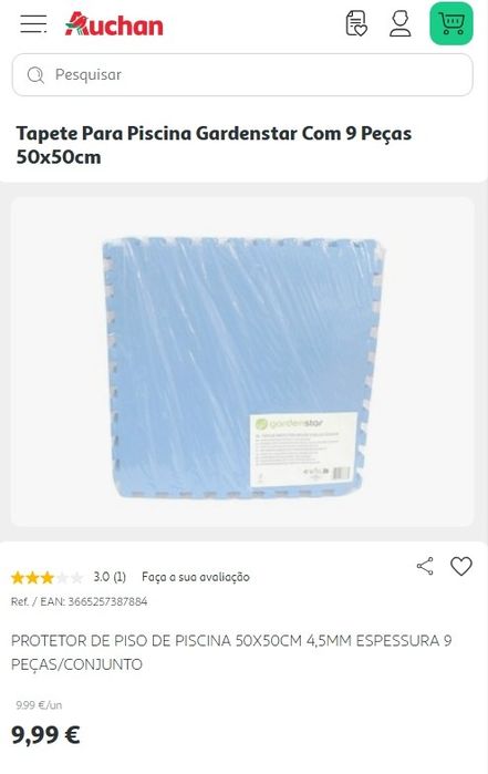Tapete para piscina gardenstar 18 peças 50x50cm