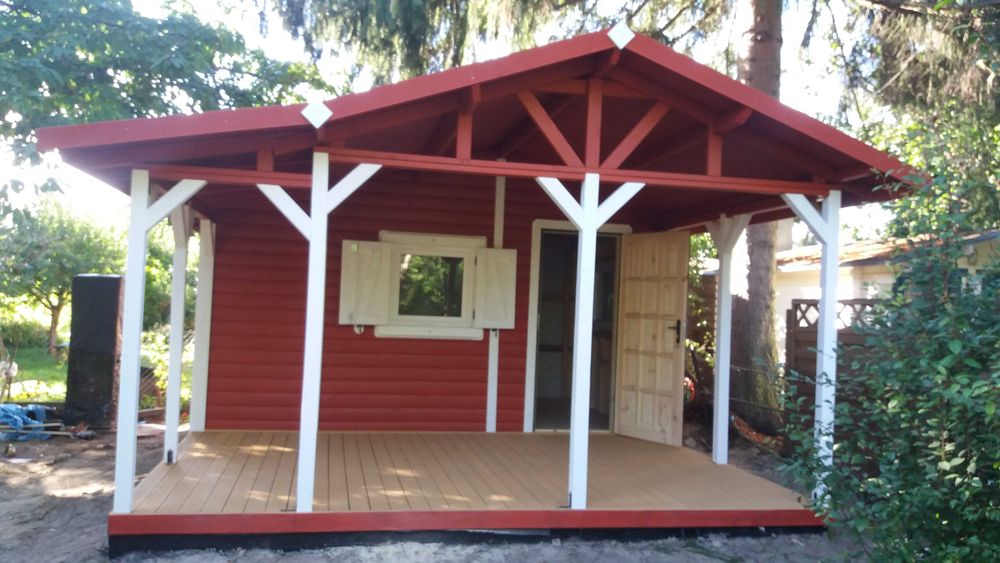 domek drewniany,ogrodowy, parterowy, wym 5mx5m, parterowy, z komórką