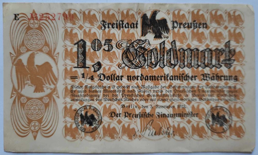 Niemcy Wolne Państwo Pruskie 1,05 GoldMark - 1/4 dolara