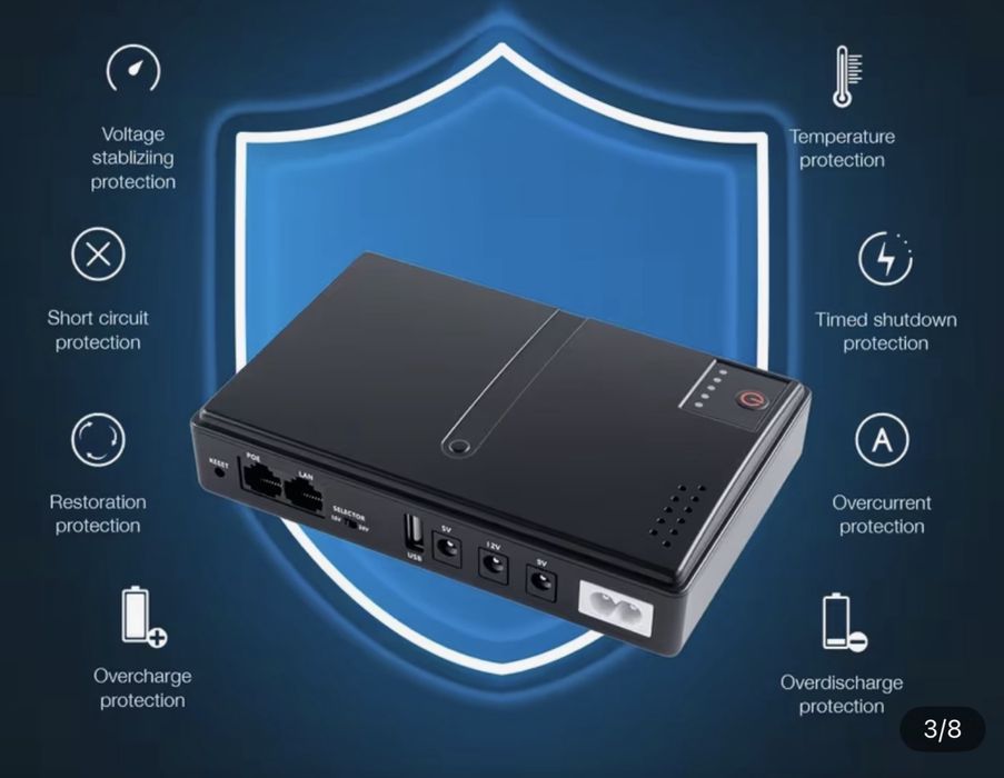 джерело безперебійного живлення 18 Вт | 12000mAh | 5V/9V/12V