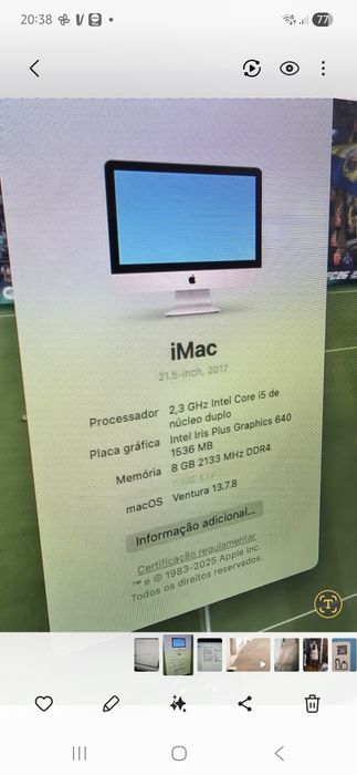 Computador Imac 21,5 pol. 2017 como novo