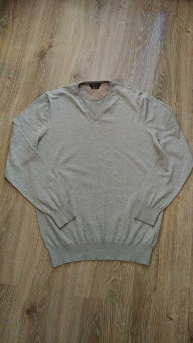 Massimo Dutti sweter męski w serek V bawełna jedwab XL ideał